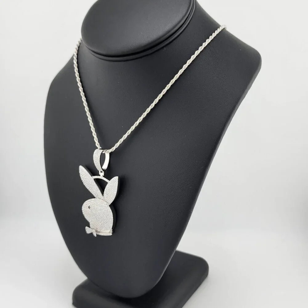 Brand New Sterling Silver 925 Bunny Face Necklace